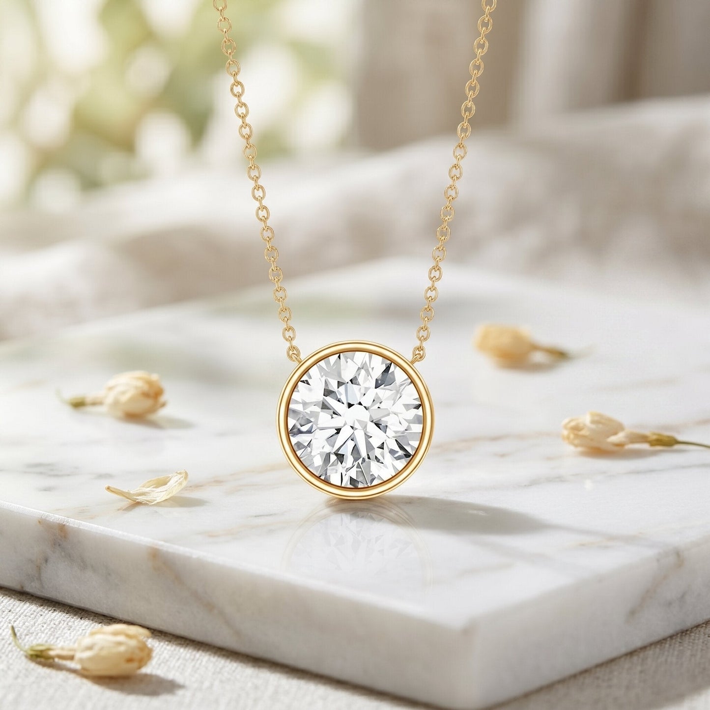 4 Carat Bezel Set Lab Grown Diamond Necklace with IGI Certificate