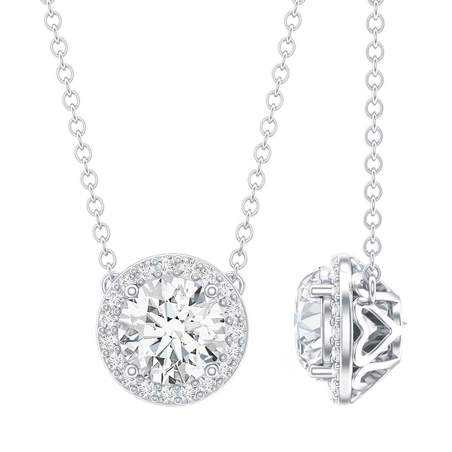 1 Carat Lab Grown Diamond Bridal Necklace with IGI Certificate