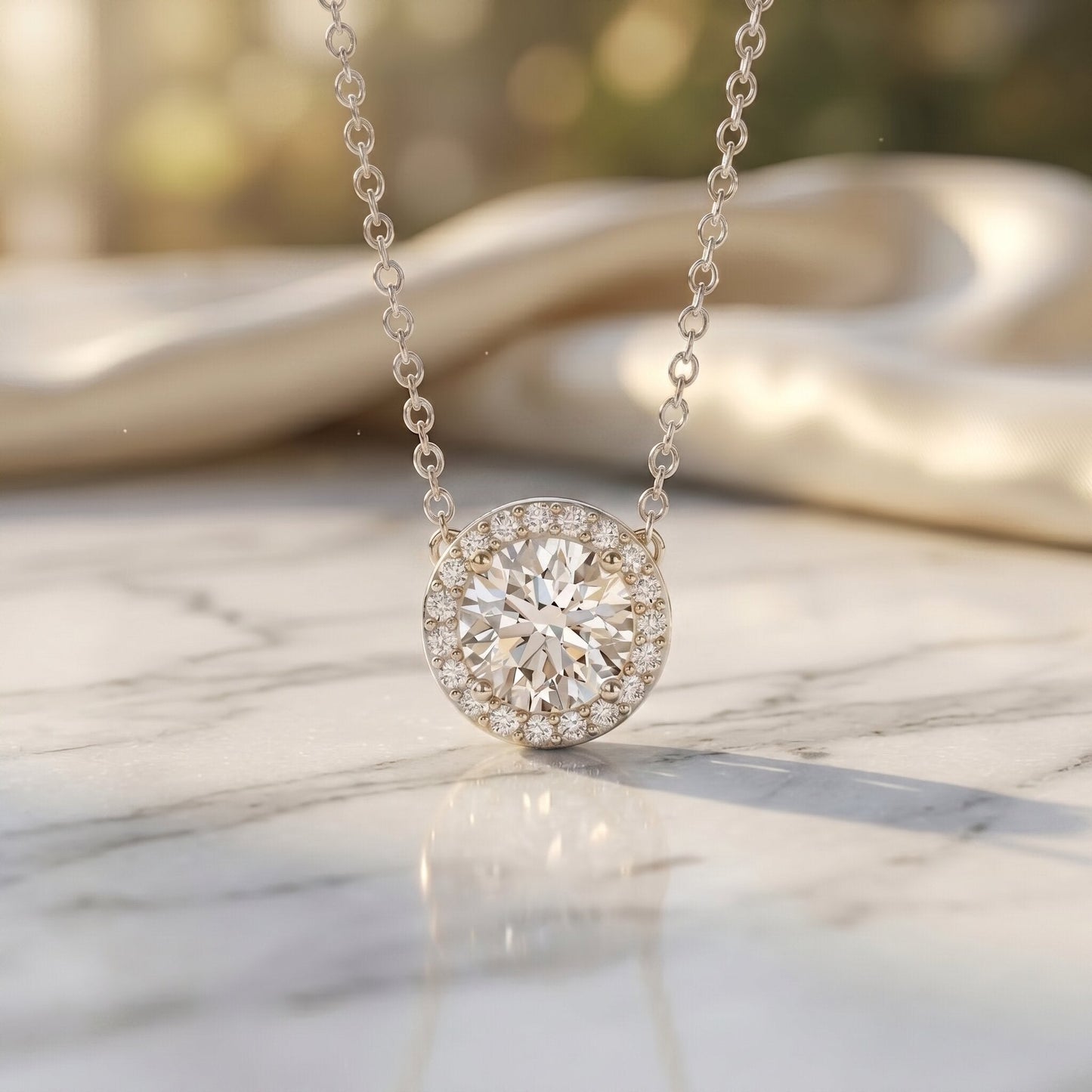 1 Carat Lab Grown Diamond Bridal Necklace with IGI Certificate