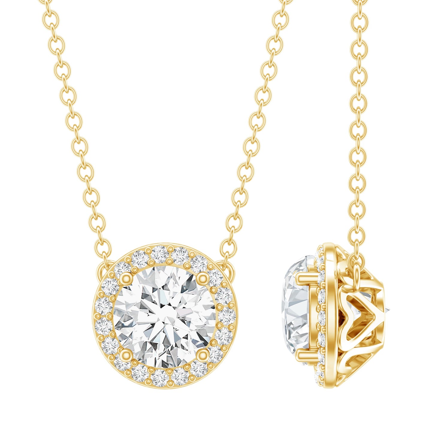 1 Carat Lab Grown Diamond Bridal Necklace with IGI Certificate