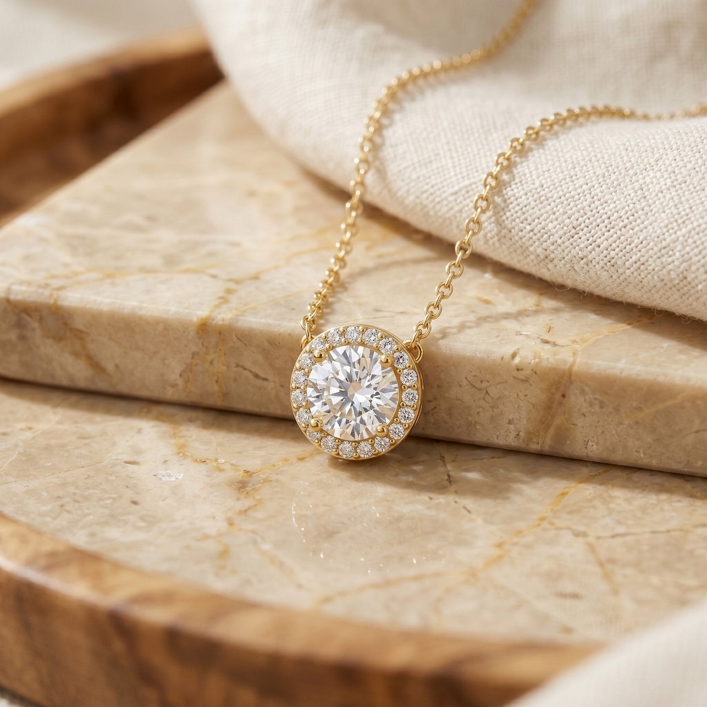 1 Carat Lab Grown Diamond Bridal Necklace with IGI Certificate