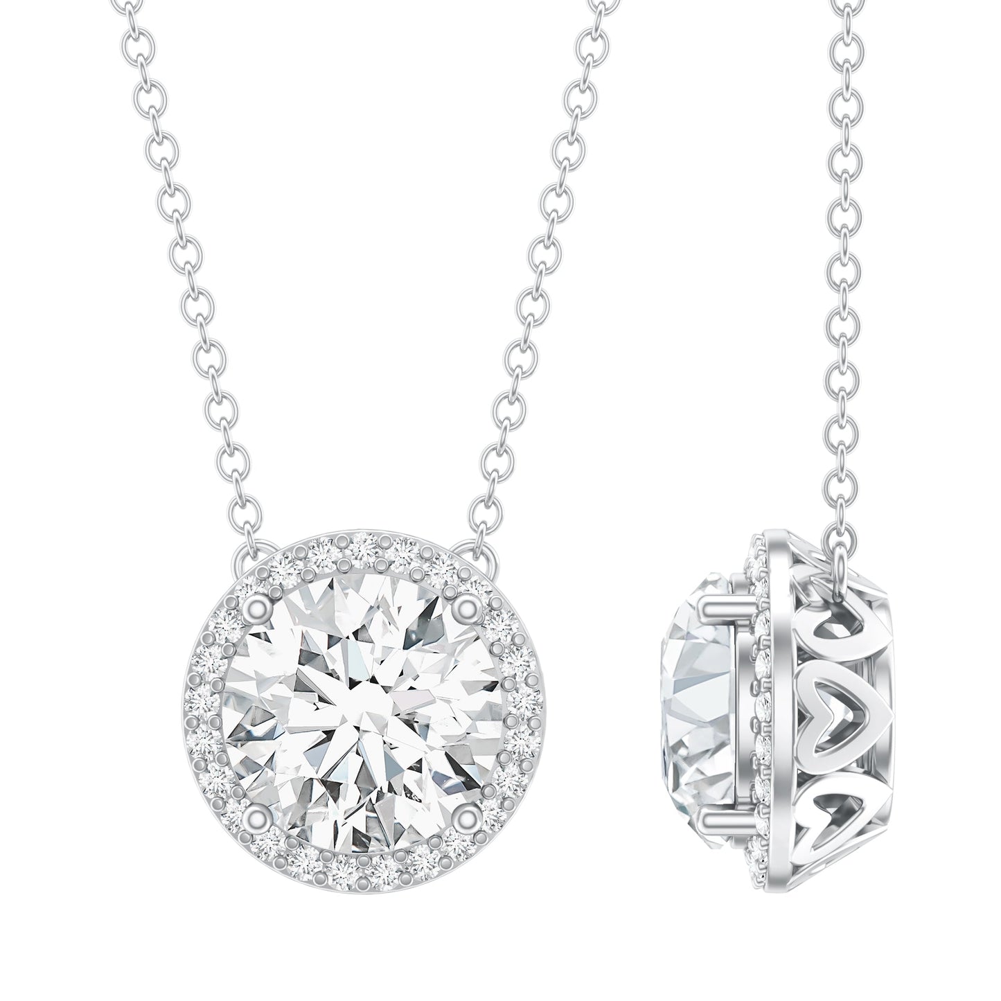 IGI Certified Round Lab Grown Diamond Wedding Necklace for Women