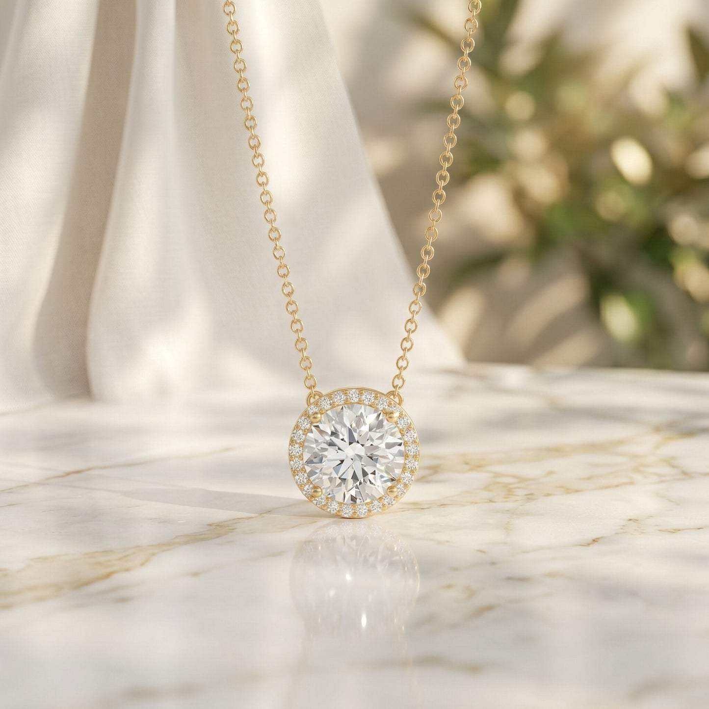 IGI Certified Round Lab Grown Diamond Wedding Necklace for Women