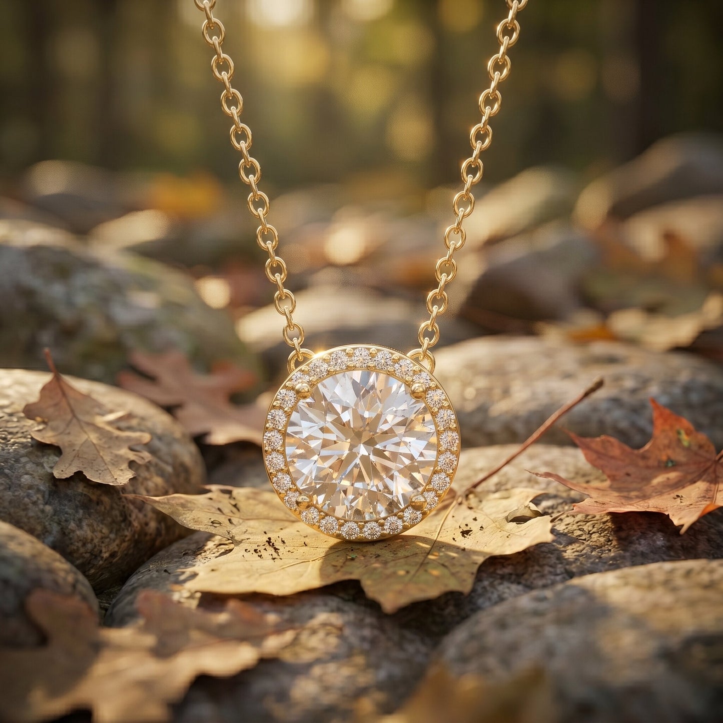 IGI Certified Round Lab Grown Diamond Wedding Necklace for Women
