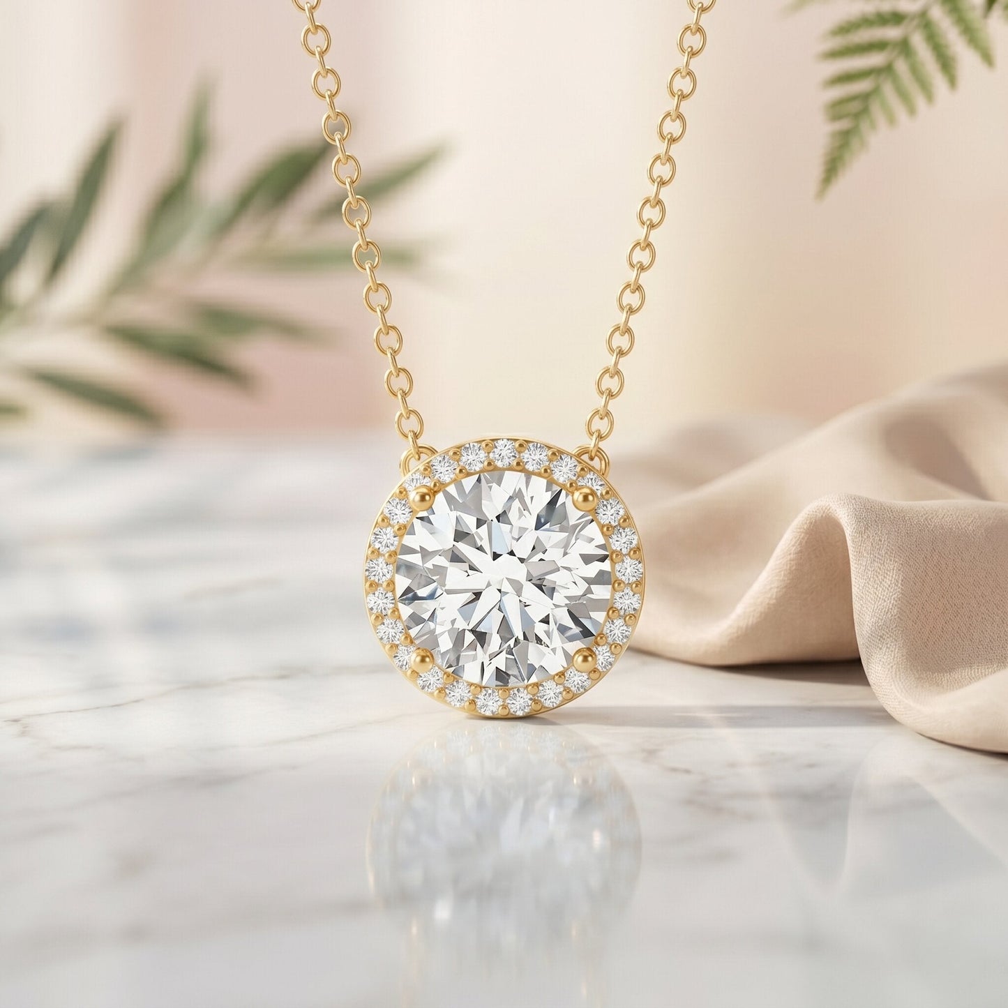 IGI Certified 3 Carat Lab Grown Diamond Necklace with Halo