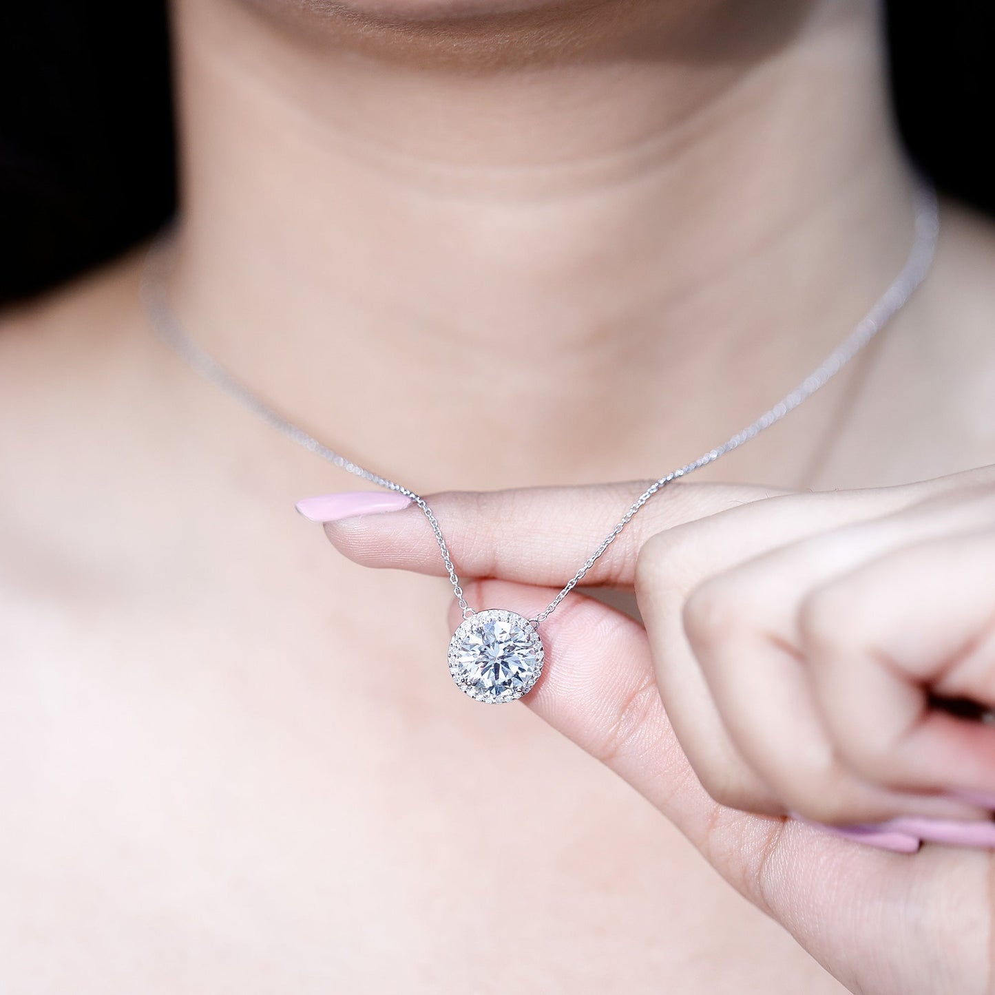 IGI Certified 4 Carat Round Lab Grown Diamond Statement Necklace