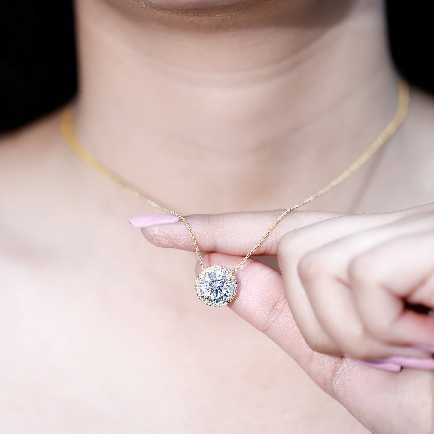 IGI Certified 4 Carat Round Lab Grown Diamond Statement Necklace