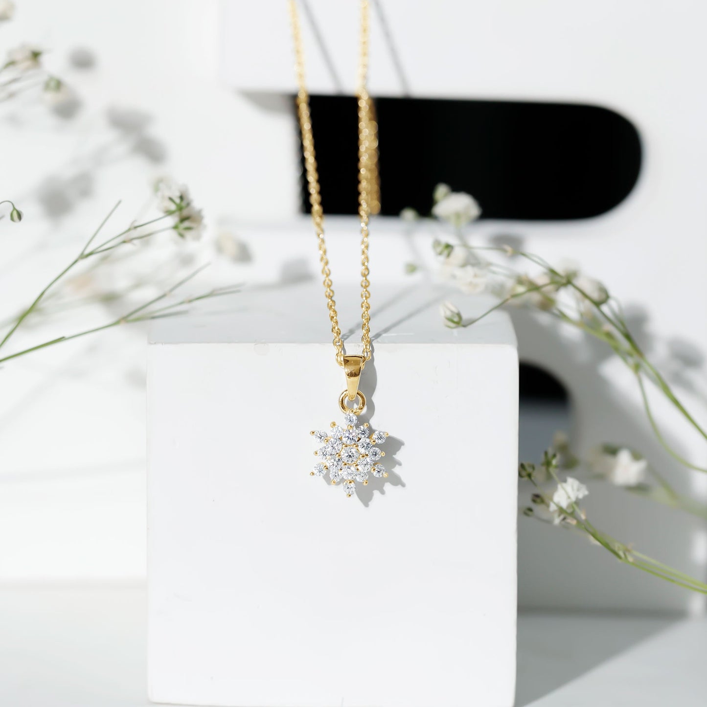 Certified Round Cut Moissanite Snowflakes Necklace for Women