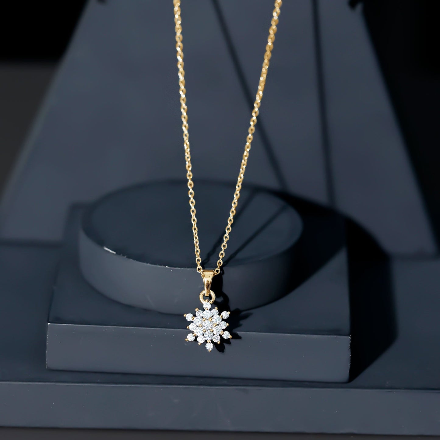 Certified Round Cut Moissanite Snowflakes Necklace for Women
