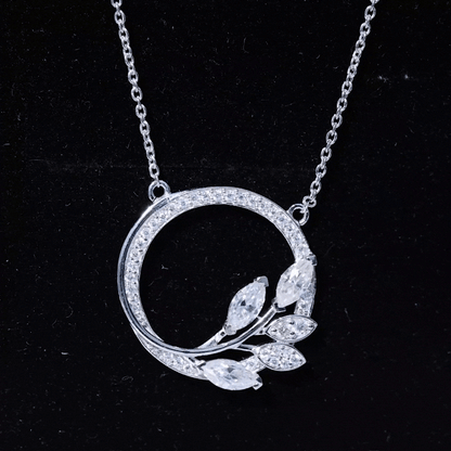 Marquise and Round Cut Moissanite Leaf Eternity Necklace
