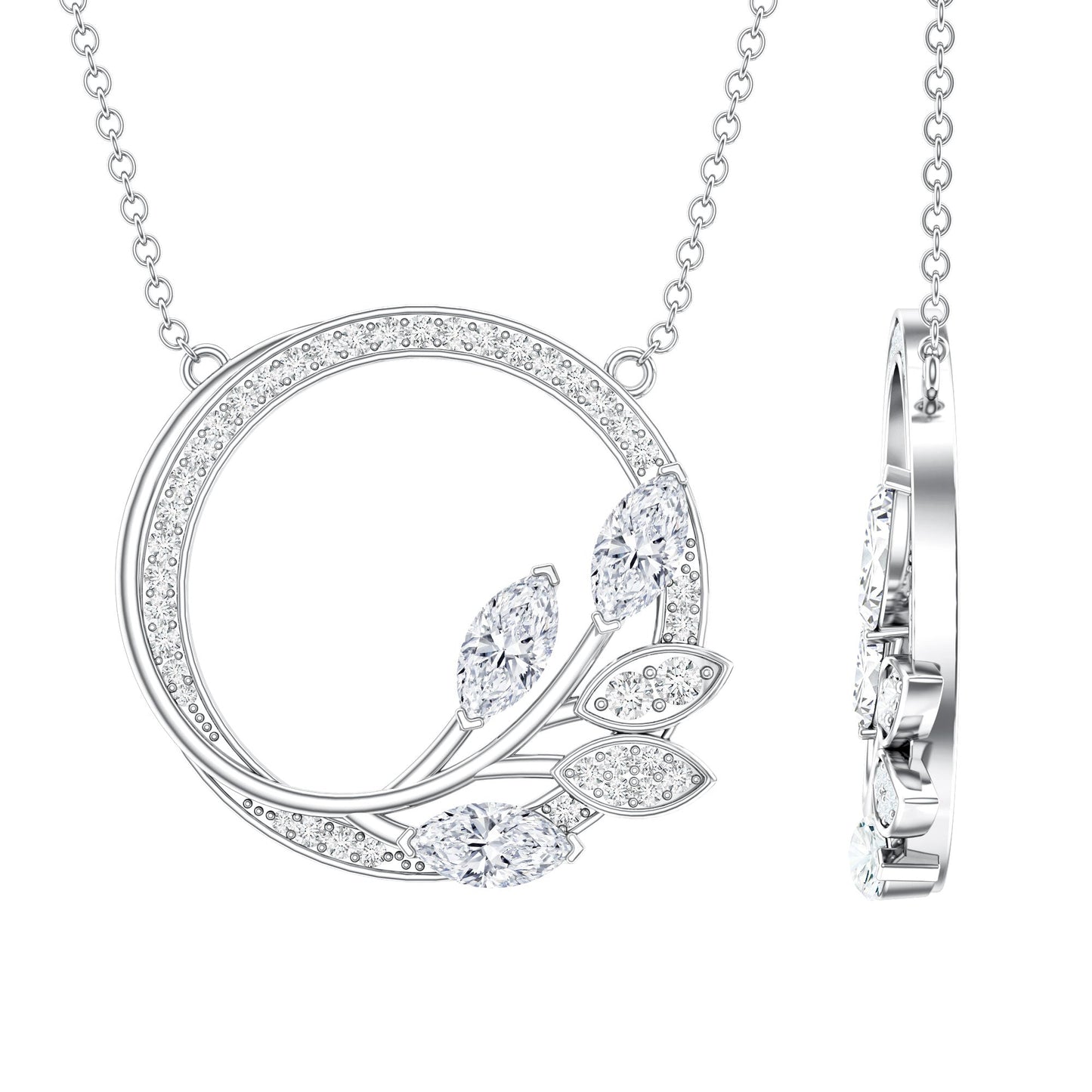Marquise and Round Cut Moissanite Leaf Eternity Necklace