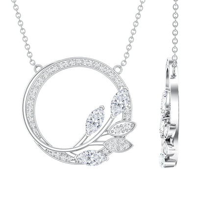 Marquise and Round Cut Moissanite Leaf Eternity Necklace