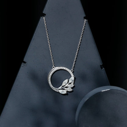 Marquise and Round Cut Moissanite Leaf Eternity Necklace