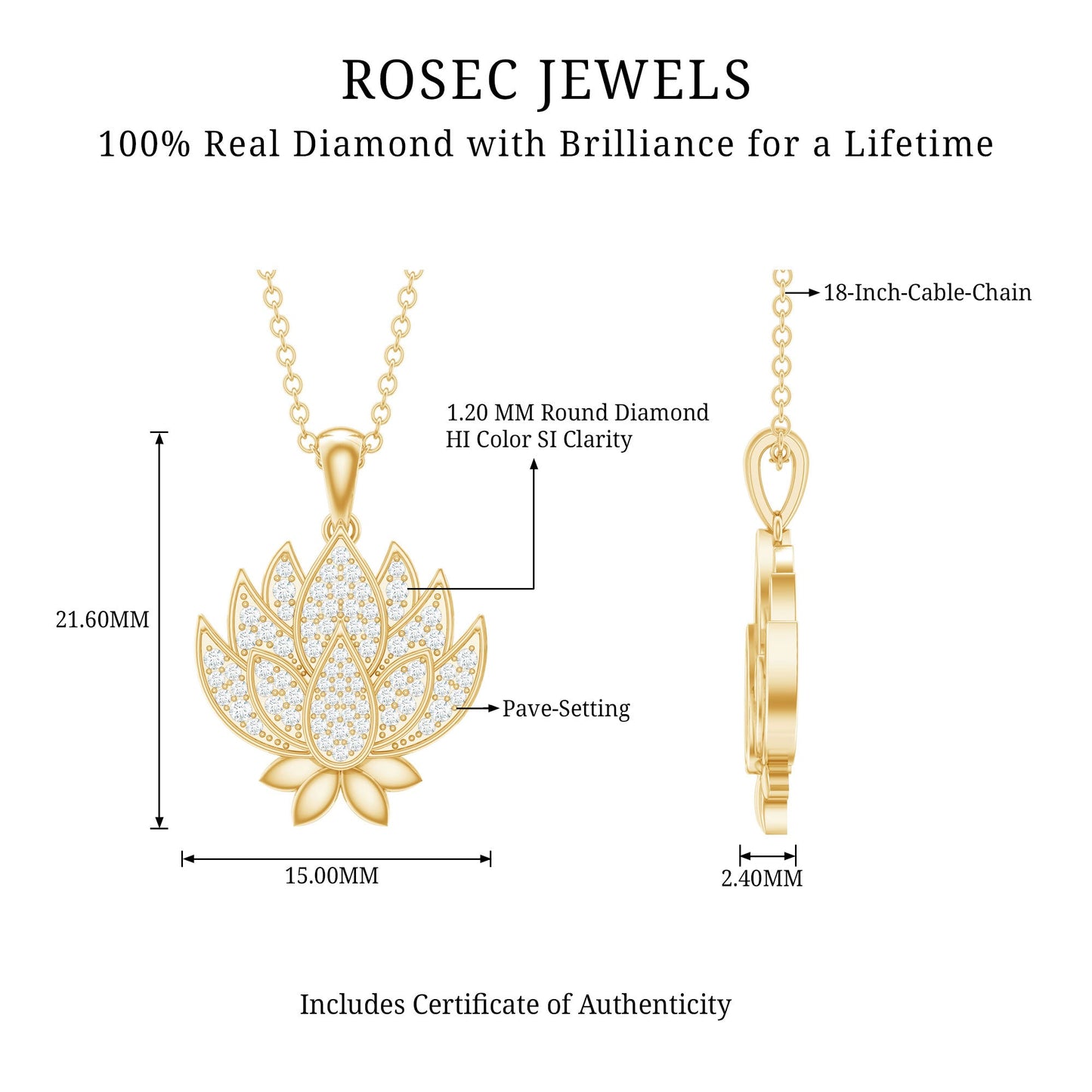 Diamond Designer Lotus Flower Necklace