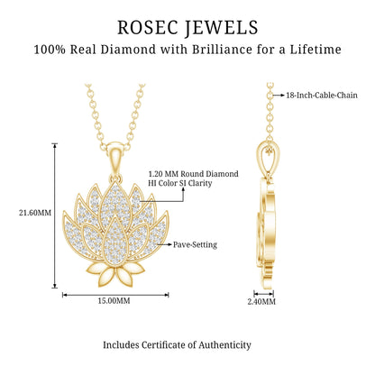 Diamond Designer Lotus Flower Necklace