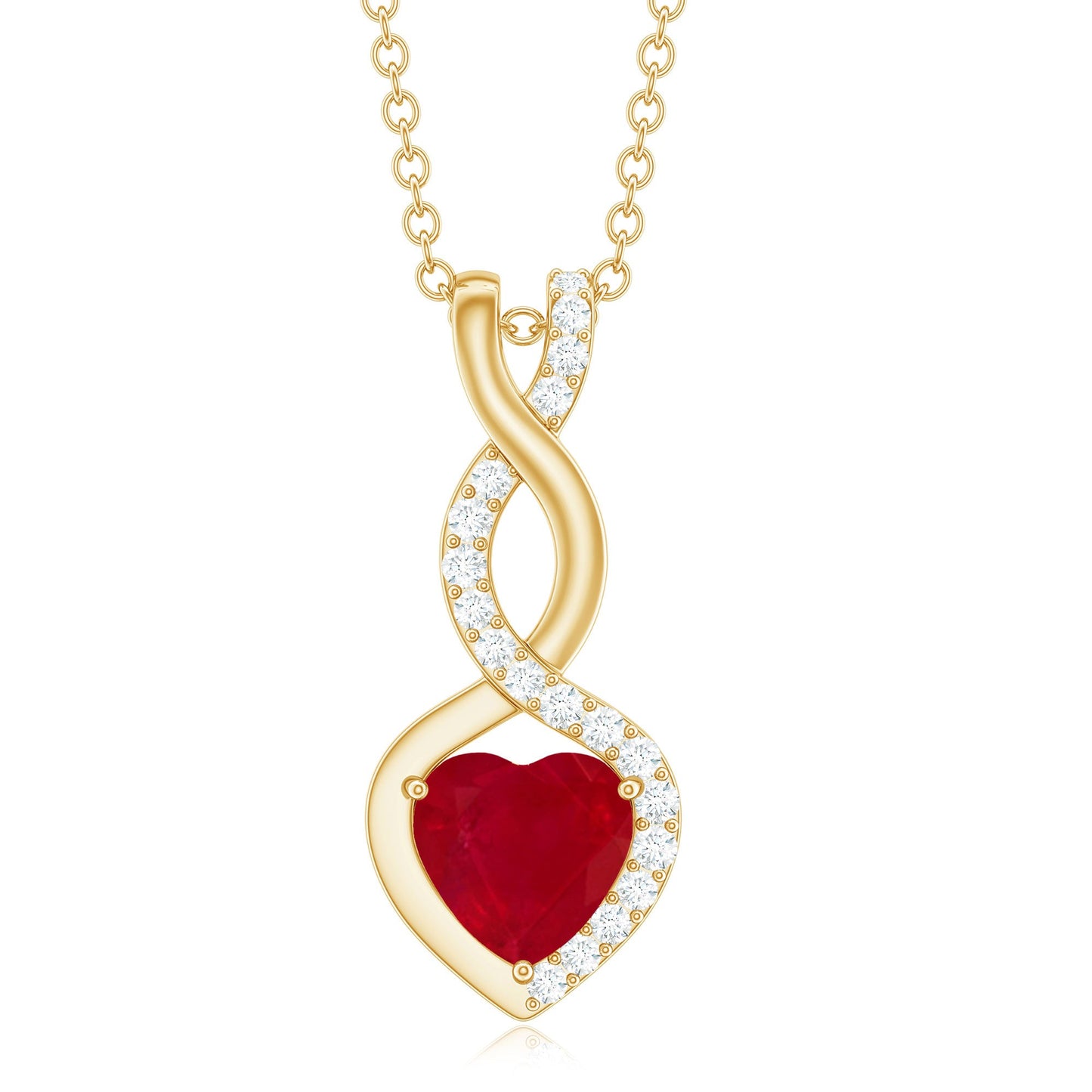 Natural Ruby Diamond Infinity Heart Necklace