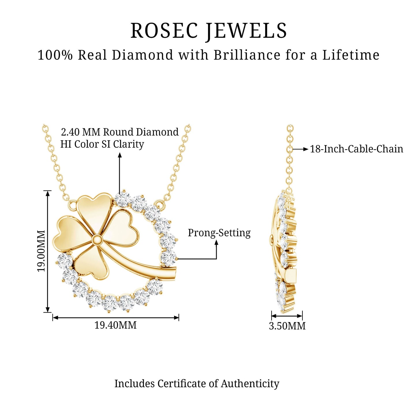 Certified Diamond Lucky 4 Leaf Necklace