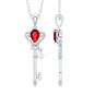 Vintage Inspired Lab Grown Ruby and Diamond Key Pendant Necklace