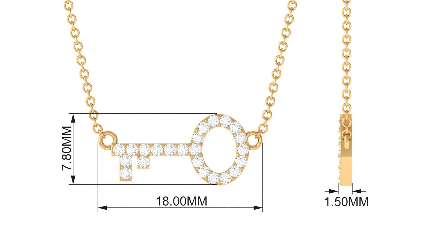 Natural Diamond Sideways Key Necklace