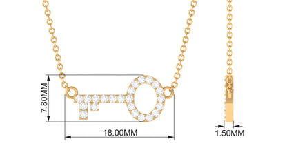 Natural Diamond Sideways Key Necklace