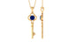 Natural 0.9 Carat Blue Sapphire Key Pendant Necklace for Women