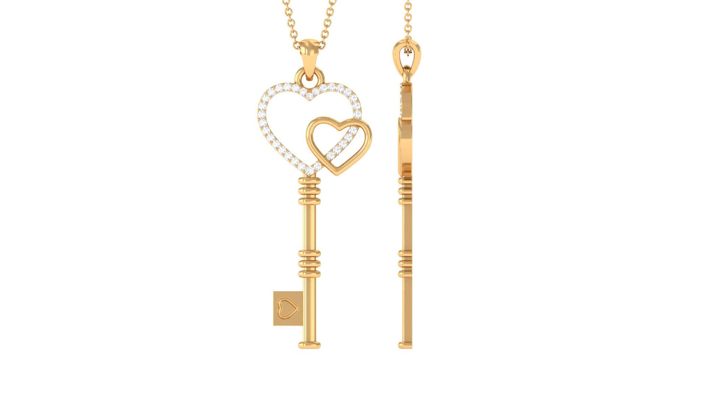 Diamond Key To My Heart Necklace for Women