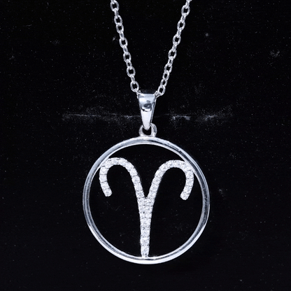Certified Moissanite Aries Zodiac Sign Pendant Necklace