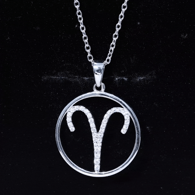 Certified Moissanite Aries Zodiac Sign Pendant Necklace