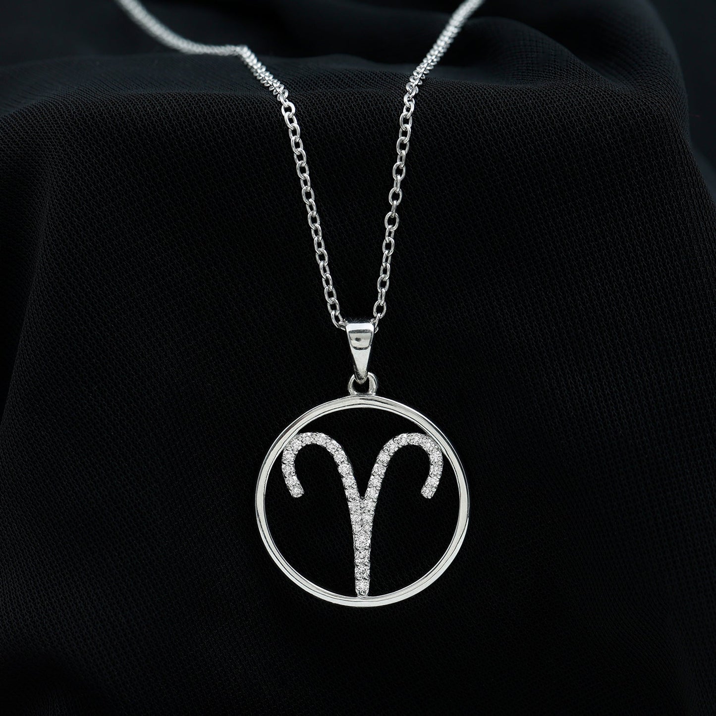 Certified Moissanite Aries Zodiac Sign Pendant Necklace