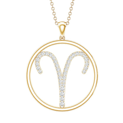 Certified Moissanite Aries Zodiac Sign Pendant Necklace
