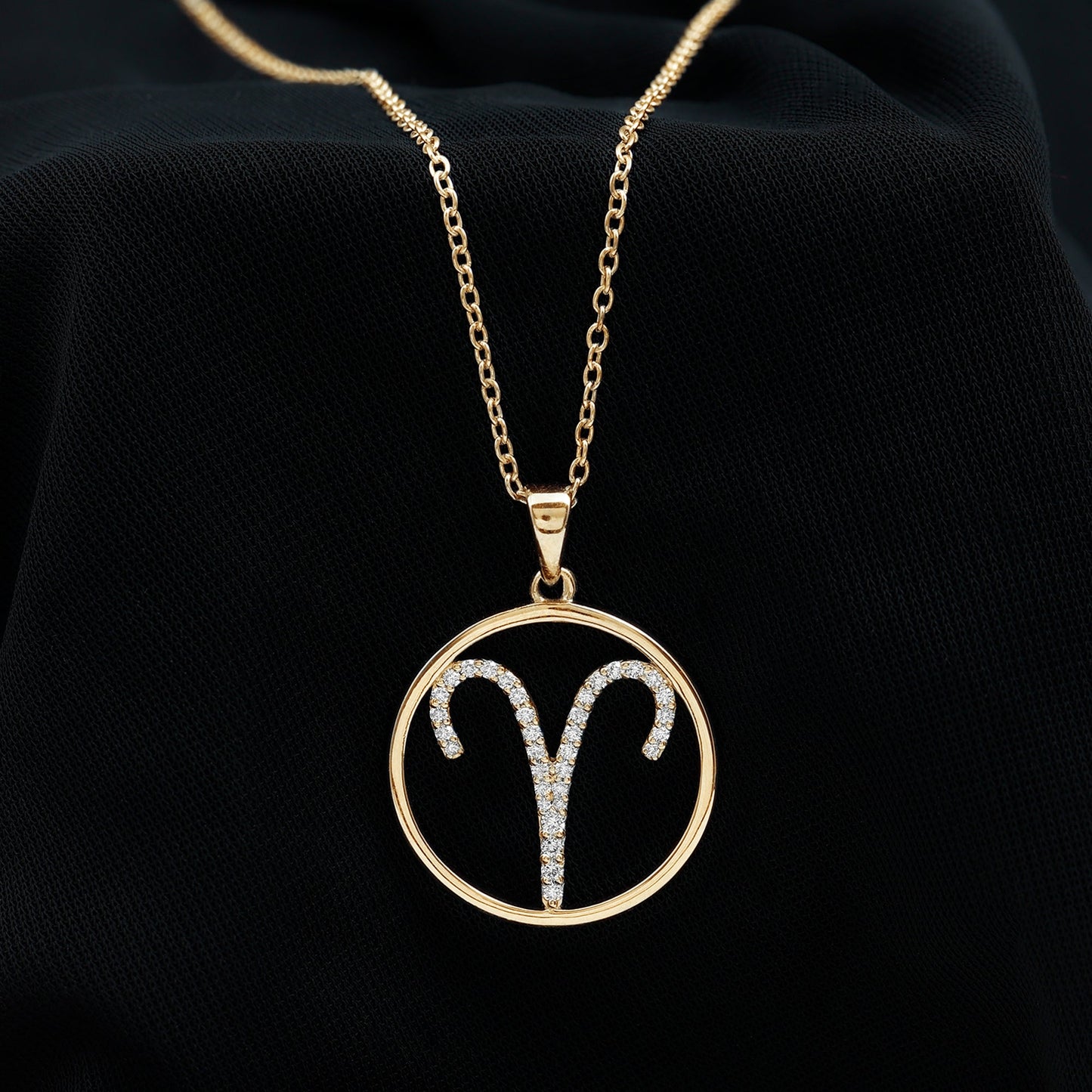 Certified Moissanite Aries Zodiac Sign Pendant Necklace