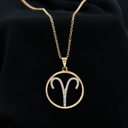 Certified Moissanite Aries Zodiac Sign Pendant Necklace