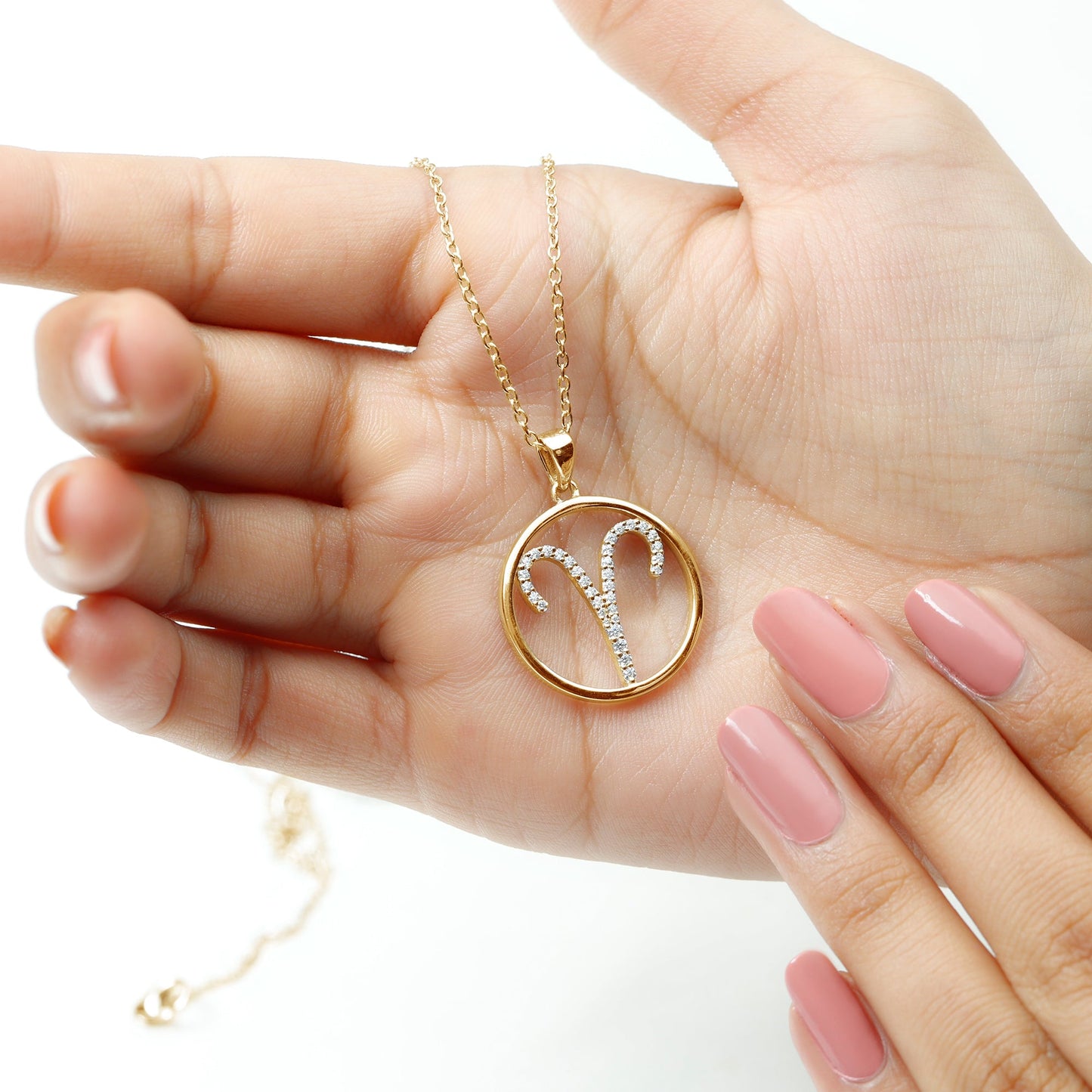 Certified Moissanite Aries Zodiac Sign Pendant Necklace