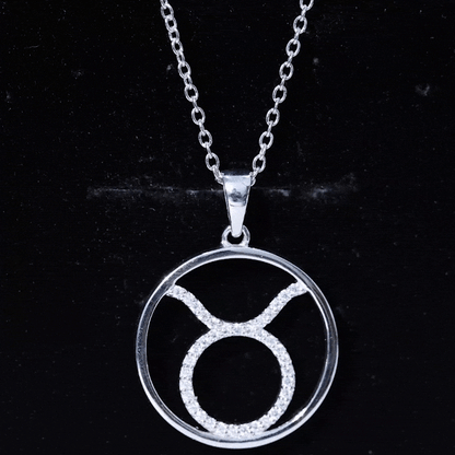 Certified Moissanite Taurus Zodiac Sign Pendant Necklace