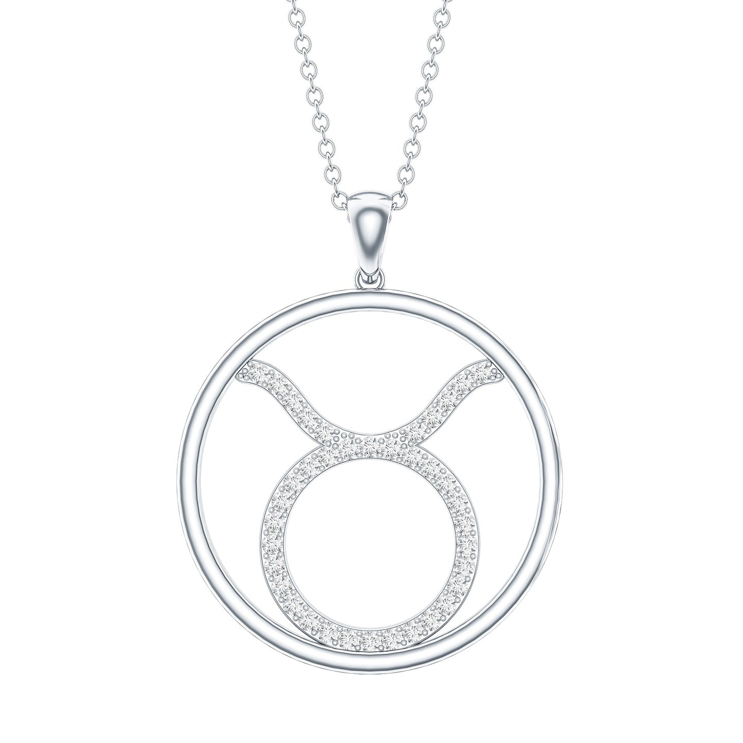 Certified Moissanite Taurus Zodiac Sign Pendant Necklace