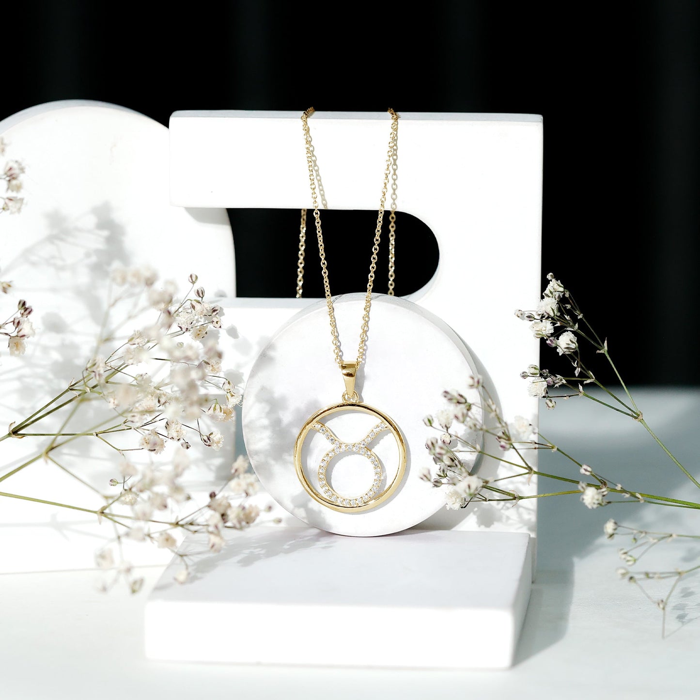 Certified Moissanite Taurus Zodiac Sign Pendant Necklace