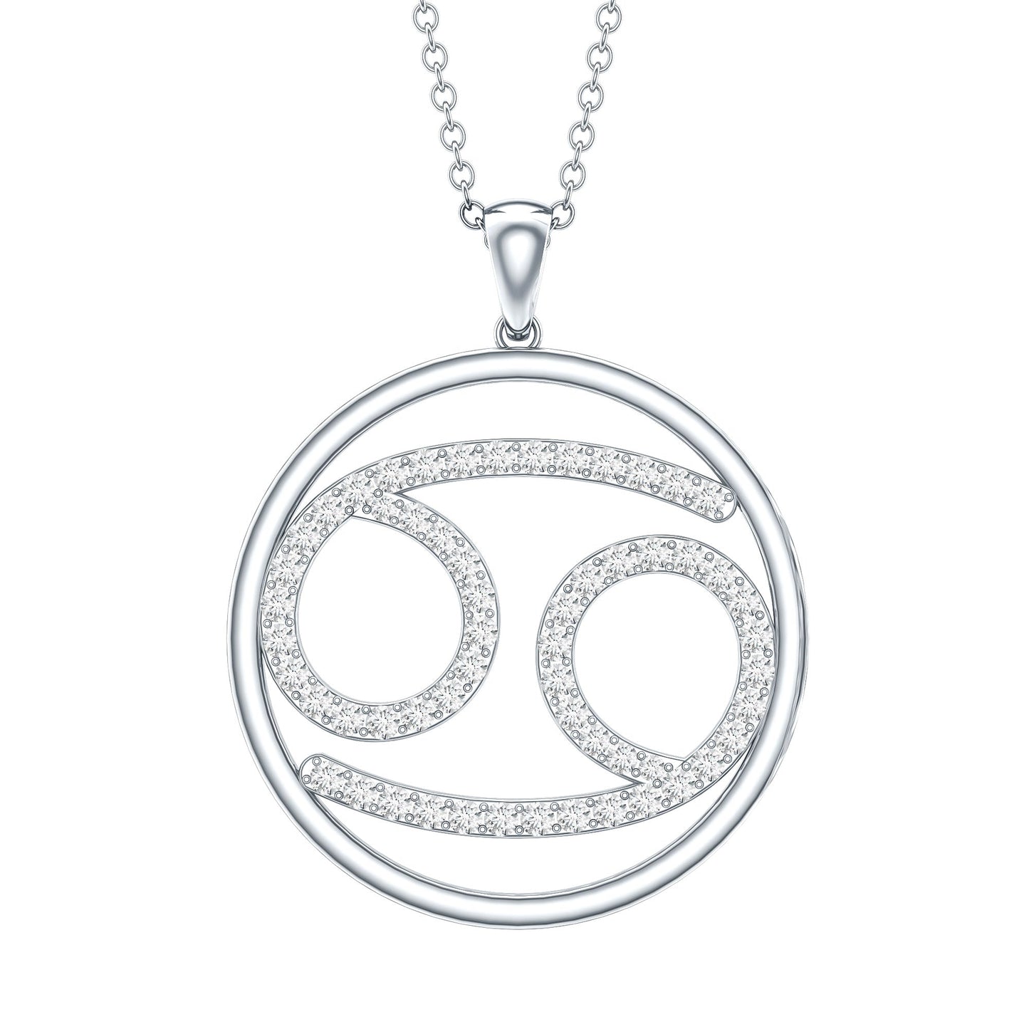 Certified Moissanite Cancer Zodiac Sign Necklace
