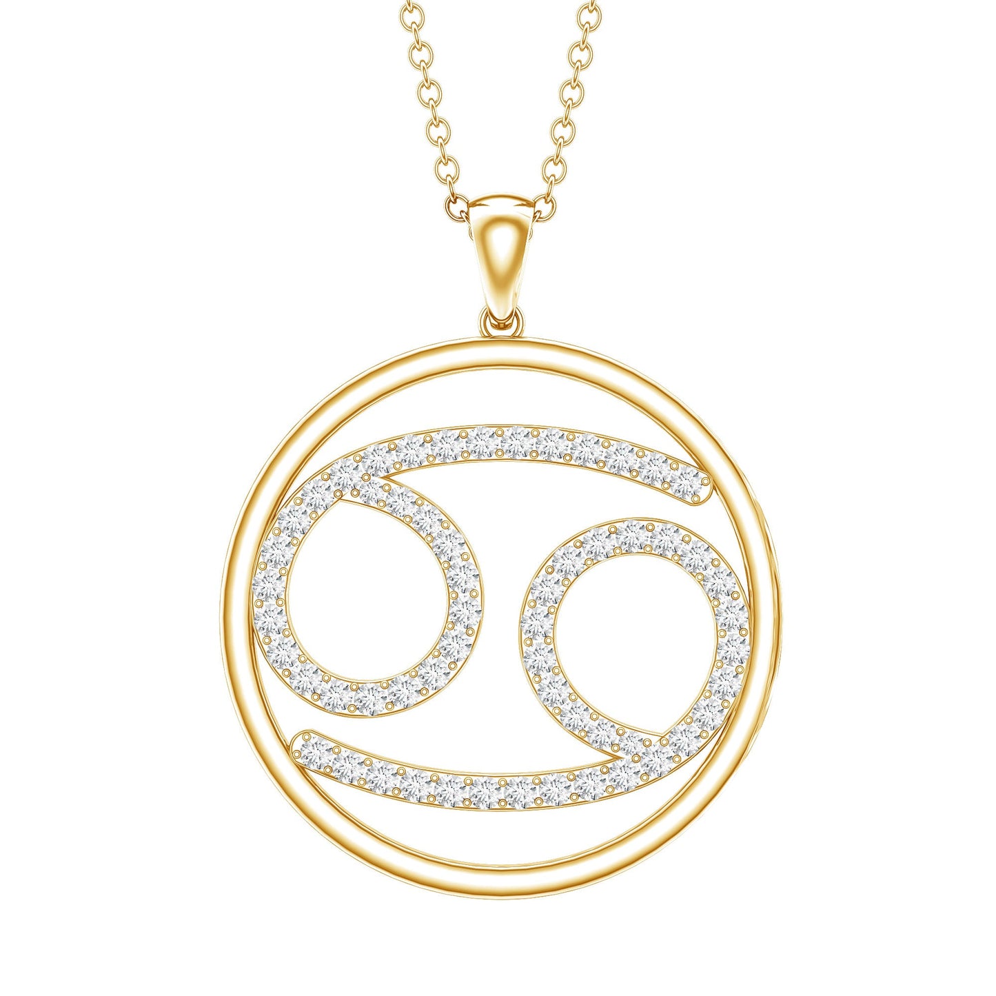 Certified Moissanite Cancer Zodiac Sign Necklace