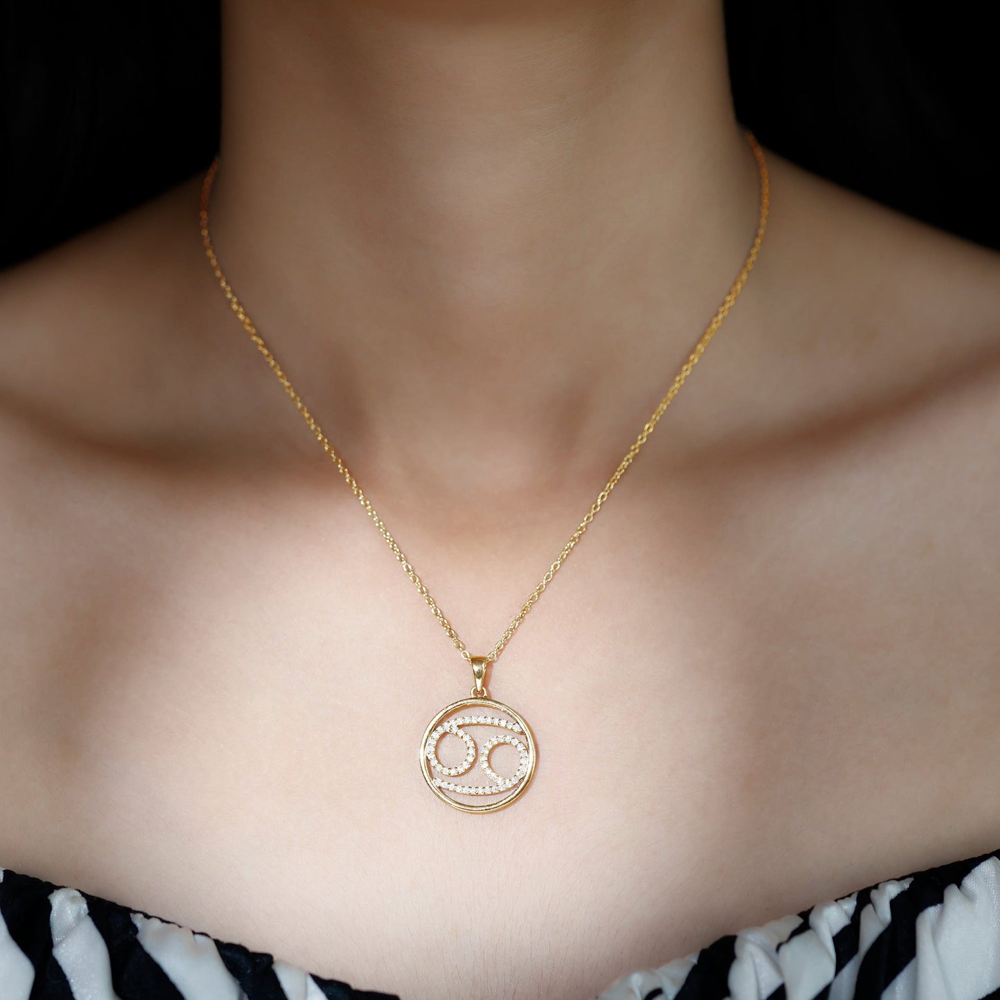 Certified Moissanite Cancer Zodiac Sign Necklace