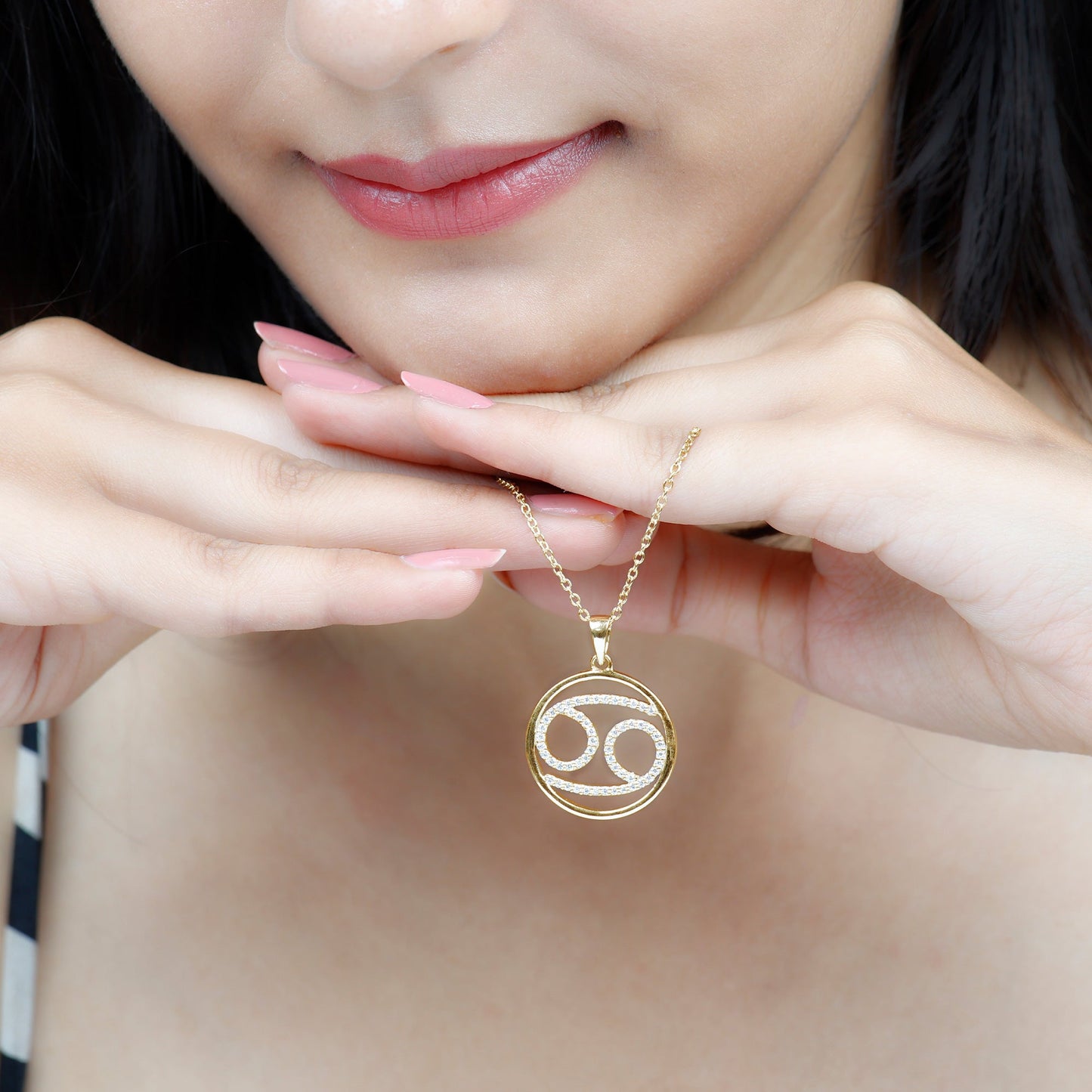 Certified Moissanite Cancer Zodiac Sign Necklace