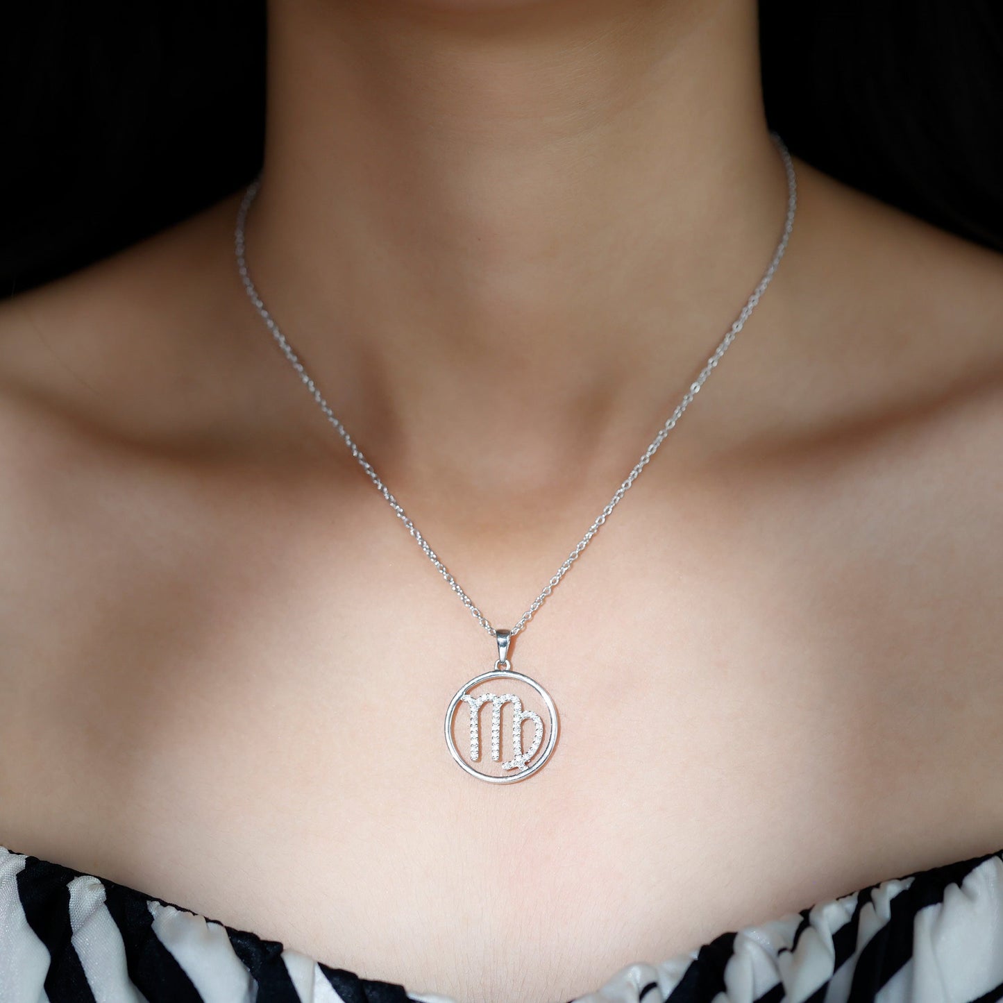 Certified Moissanite Virgo Zodiac Sign Pendant Necklace