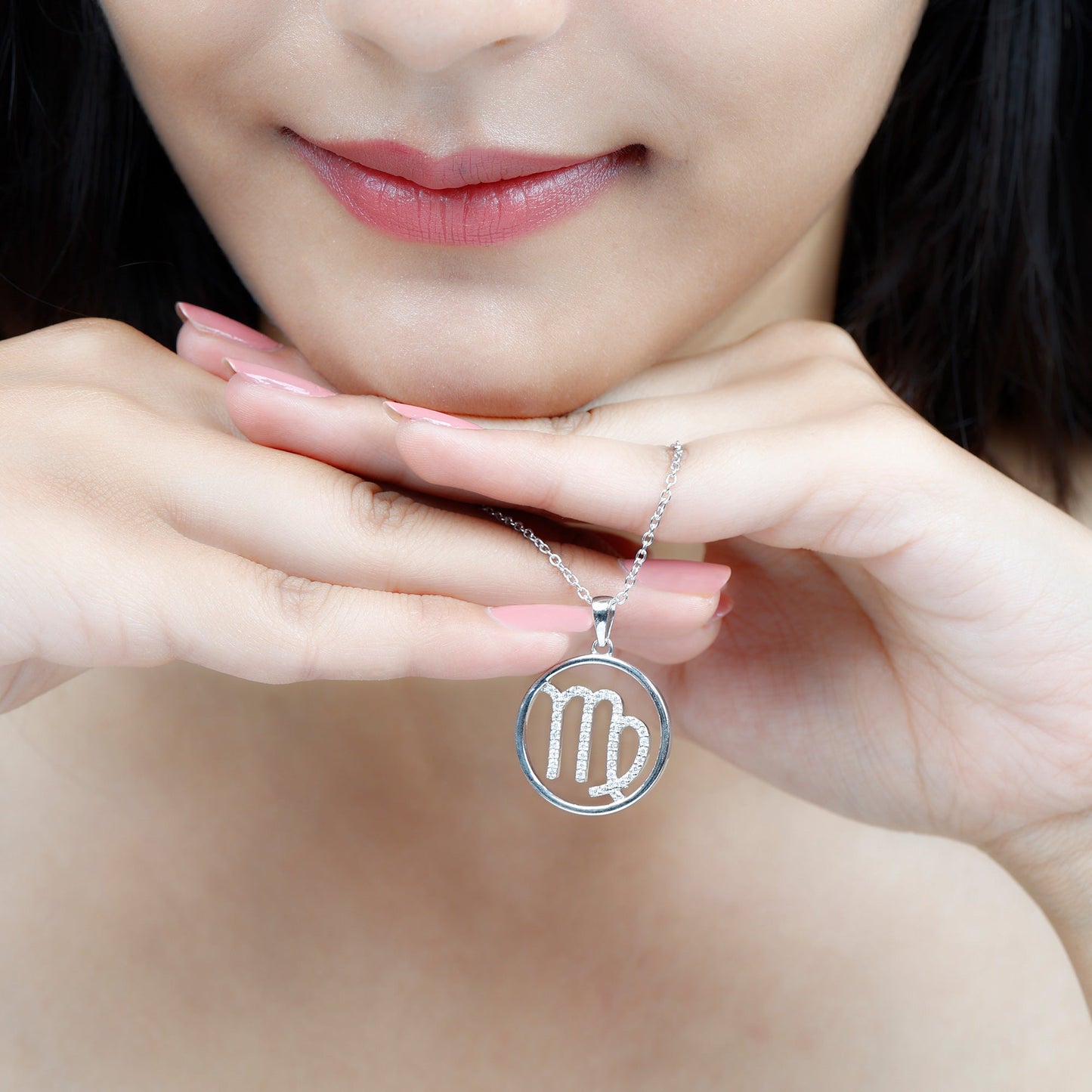 Certified Moissanite Virgo Zodiac Sign Pendant Necklace