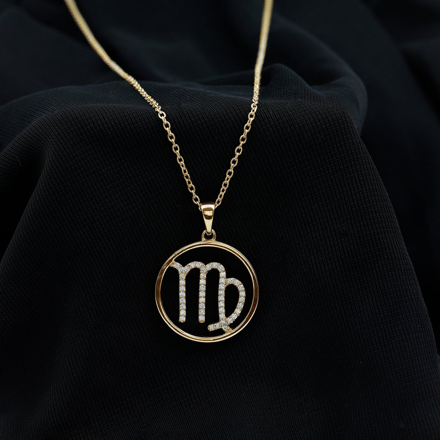 Certified Moissanite Virgo Zodiac Sign Pendant Necklace