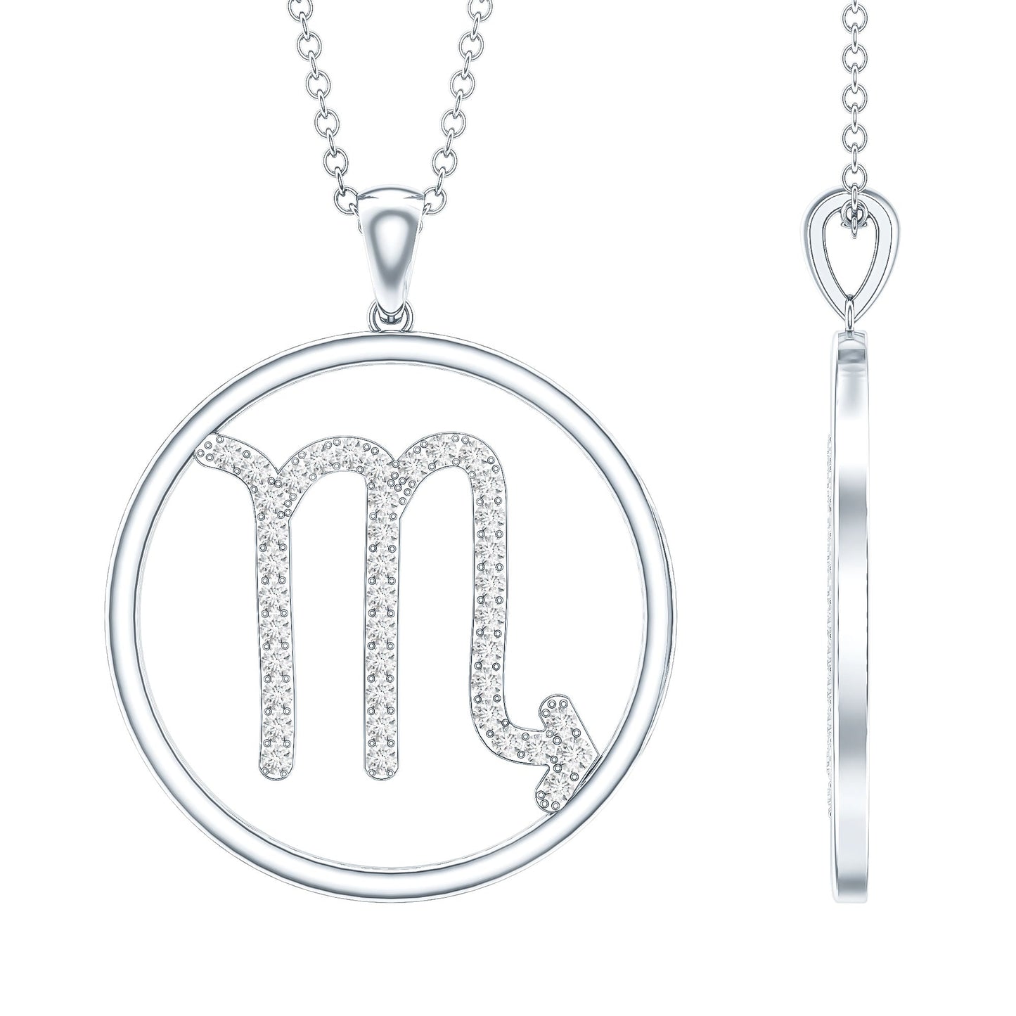 Certified Moissanite Scorpio Zodiac Pendant Necklace