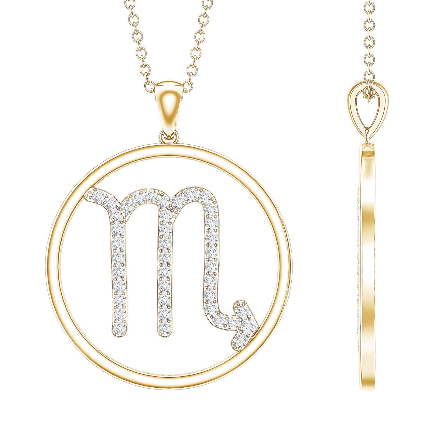 Certified Moissanite Scorpio Zodiac Pendant Necklace