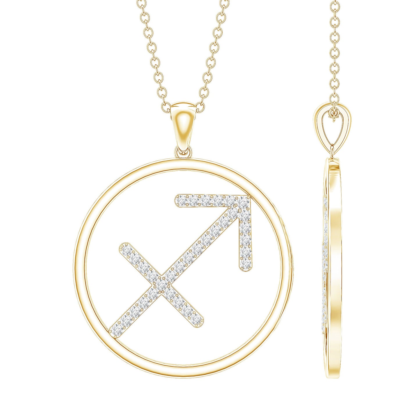 Certified Moissanite Sagittarius Zodiac Sign Necklace