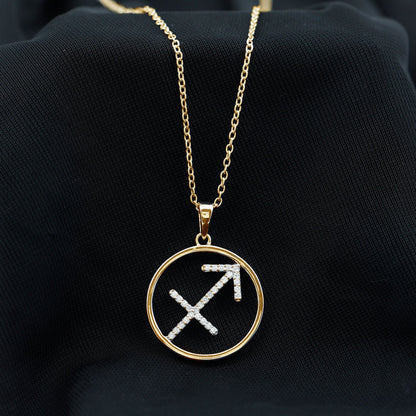 Certified Moissanite Sagittarius Zodiac Sign Necklace