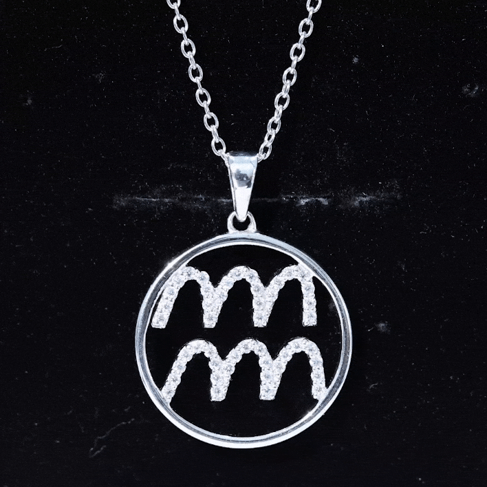 Certified Moissanite Zodiac Aquarius Pendant Necklace