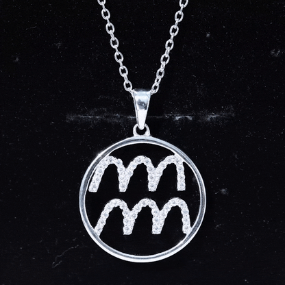 Certified Moissanite Zodiac Aquarius Pendant Necklace
