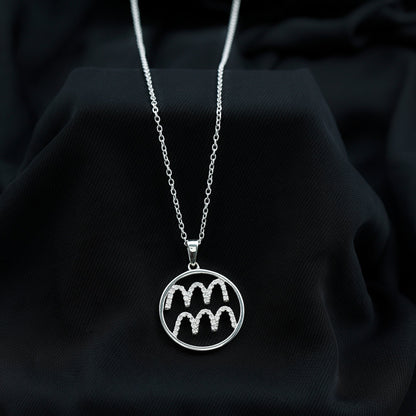 Certified Moissanite Zodiac Aquarius Pendant Necklace